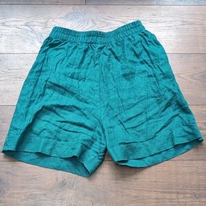 Free label Deep Teal Linen Loretta Shorts